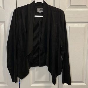 Kut from the Kloth Faux Suede Drape Jacket Black